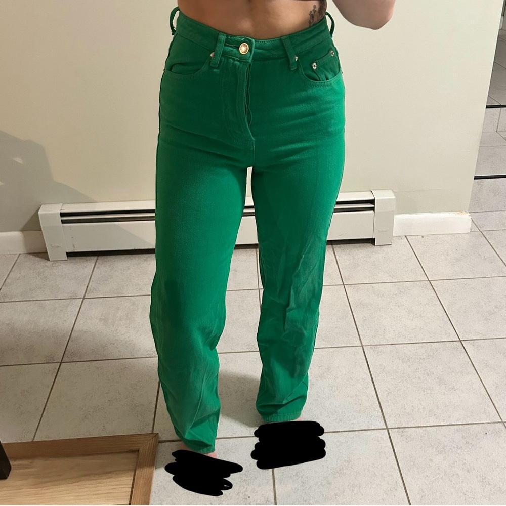 Edikted Willa Wide Green Jeans